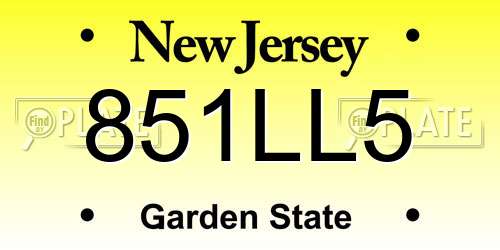 851LL5 New Jersey License Plate