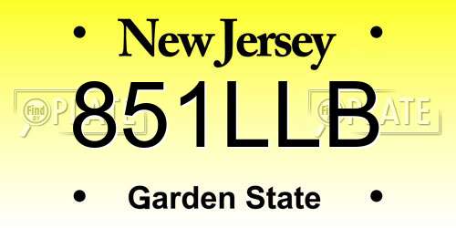 851LLB New Jersey License Plate
