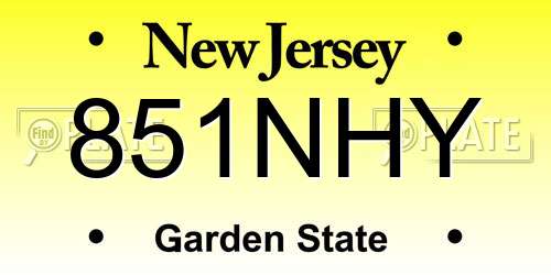 851NHY New Jersey License Plate