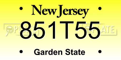 851T55 New Jersey License Plate