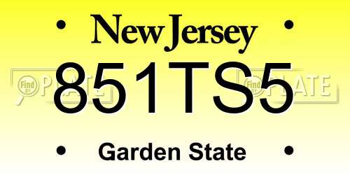851TS5 New Jersey License Plate