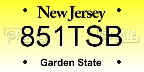 851TSB New Jersey License Plate