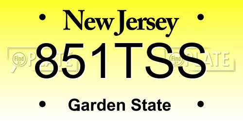 851TSS New Jersey License Plate