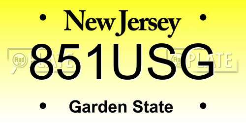 851USG New Jersey License Plate