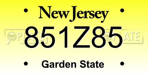851Z85 New Jersey License Plate