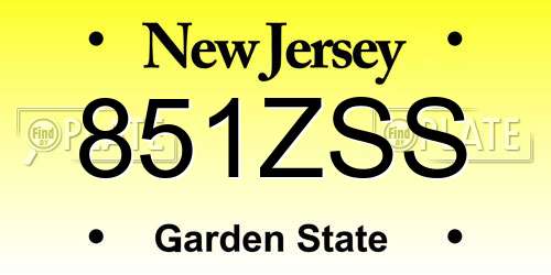 851ZSS New Jersey License Plate