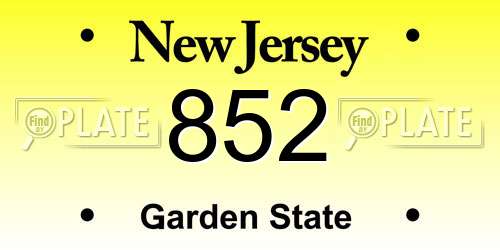 852 New Jersey License Plate