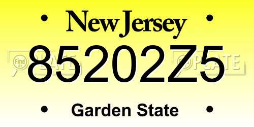 85202Z5 New Jersey License Plate