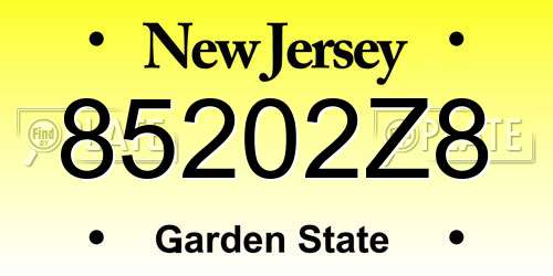 85202Z8 New Jersey License Plate