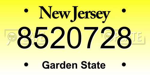 8520728 New Jersey License Plate