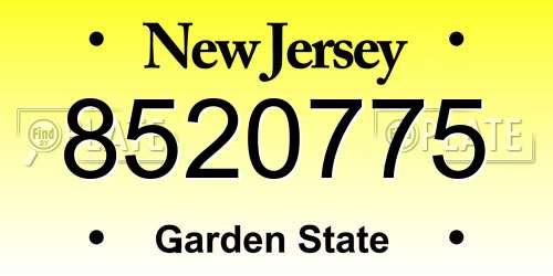 8520775 New Jersey License Plate