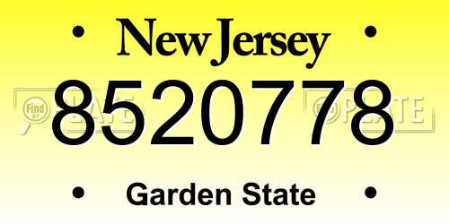 8520778 New Jersey License Plate