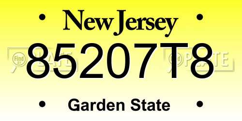 85207T8 New Jersey License Plate
