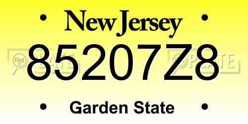 85207Z8 New Jersey License Plate