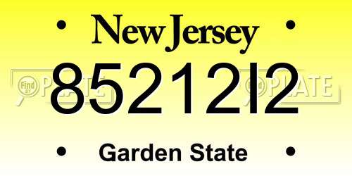 85212I2 New Jersey License Plate