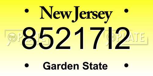 85217I2 New Jersey License Plate