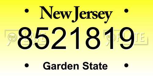 8521819 New Jersey License Plate