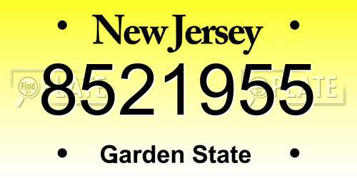 8521955 New Jersey License Plate