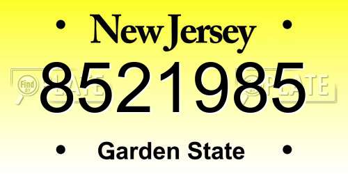 8521985 New Jersey License Plate