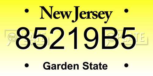 85219B5 New Jersey License Plate