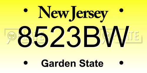 8523BW New Jersey License Plate