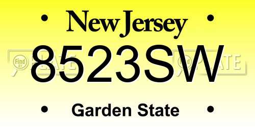 8523SW New Jersey License Plate