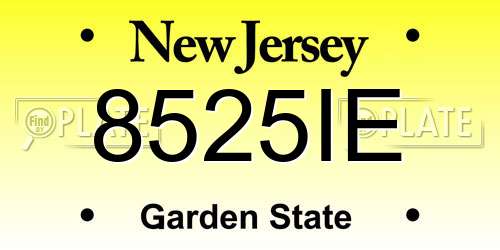 8525IE New Jersey License Plate