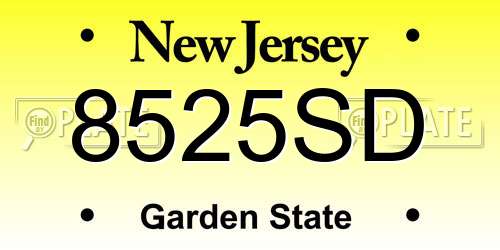 8525SD New Jersey License Plate