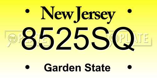 8525SQ New Jersey License Plate