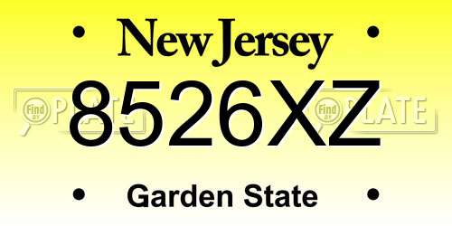 8526XZ New Jersey License Plate