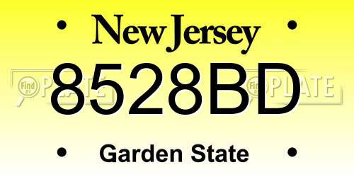 8528BD New Jersey License Plate