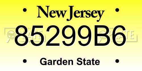 85299B6 New Jersey License Plate