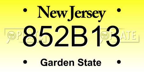 852B13 New Jersey License Plate