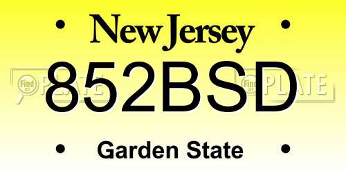 852BSD New Jersey License Plate