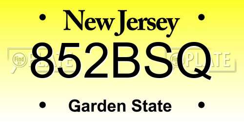 852BSQ New Jersey License Plate