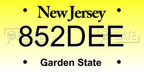 852DEE New Jersey License Plate
