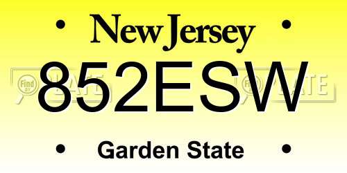 852ESW New Jersey License Plate