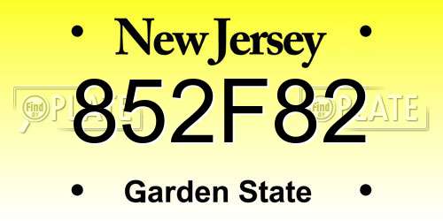 852F82 New Jersey License Plate