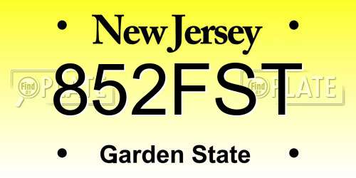 852FST New Jersey License Plate
