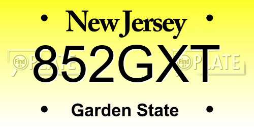 852GXT New Jersey License Plate