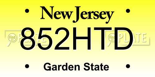 852HTD New Jersey License Plate