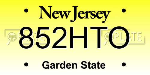 852HTO New Jersey License Plate