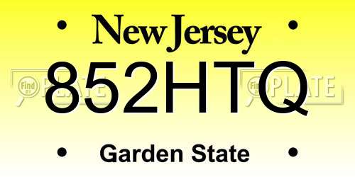 852HTQ New Jersey License Plate