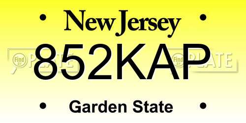 852KAP New Jersey License Plate
