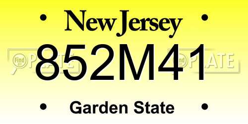 852M41 New Jersey License Plate