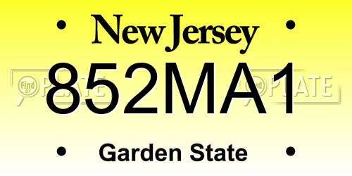 852MA1 New Jersey License Plate
