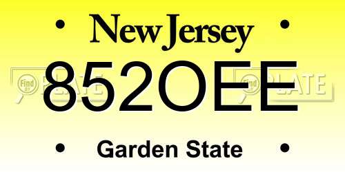 852OEE New Jersey License Plate