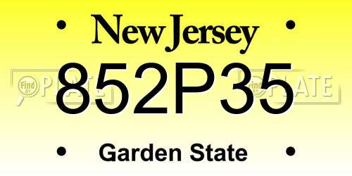 852P35 New Jersey License Plate