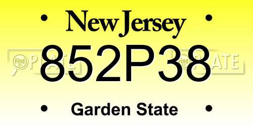 852P38 New Jersey License Plate