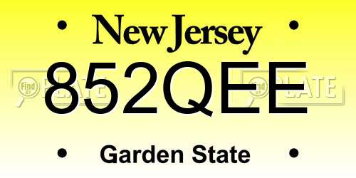 852QEE New Jersey License Plate
